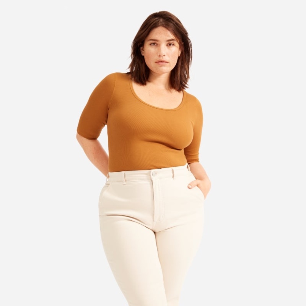 Everlane Pima Micro-Rib Scoop-Neck Tee